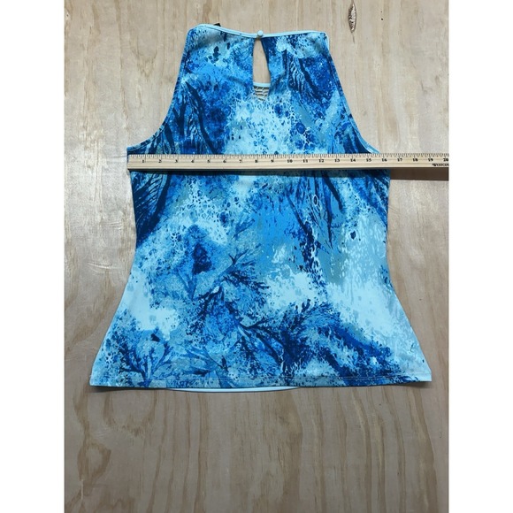 WHITE HOUSE BLACK MARKET Openwork Halter Style Underwater Texture Top S Blues - Picture 7 of 7